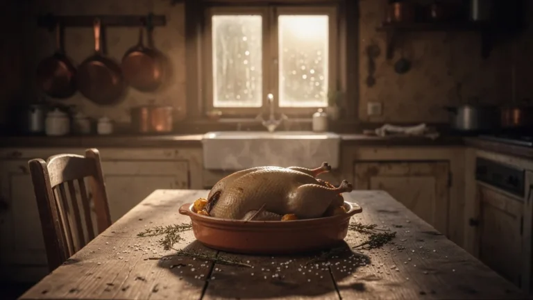 Confît de canard maigre dans une cuisine rustique, symbole d'une recette sans saveur décevante